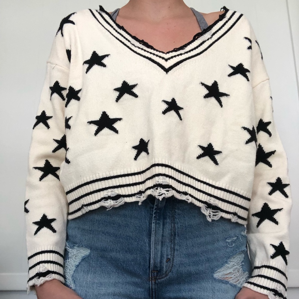 Distressed Star Sweater